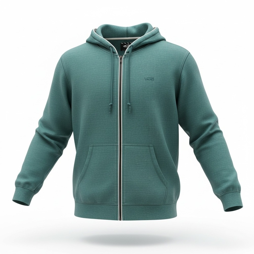 Vans Off The Wall Hoodie Full Zip‎ Sweatshirt Men's Size Medium Green Skater Y2K